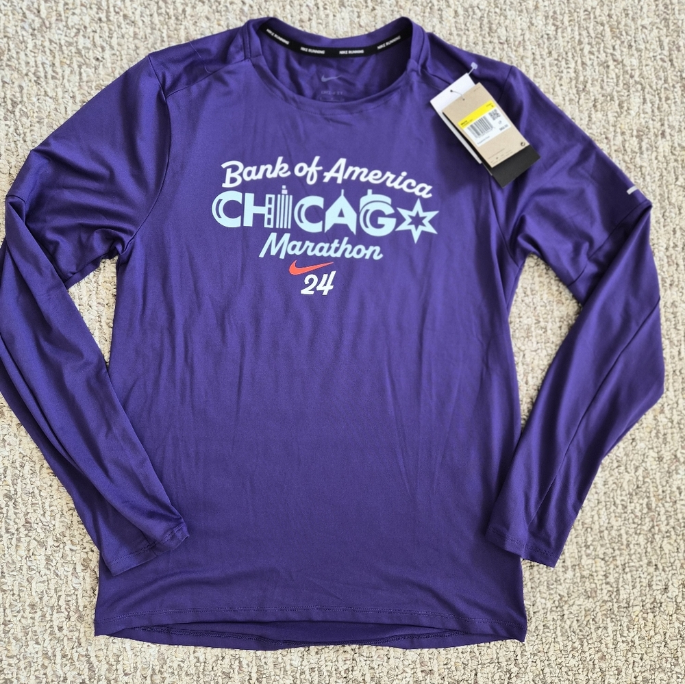 Nike Men's Dri-FIT Chicago Marathon 2024 LS Running Shirt Sz S FV6326 NWT